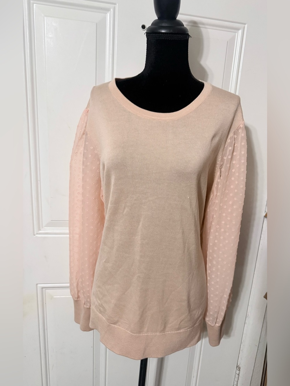 Calvin Klein Blush Pink Dot Mesh Sleeve Sweatshirt
